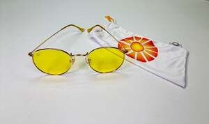 Rainbow OPTX Round Yellow Color Therapy Glasses with Gold Metal Frame